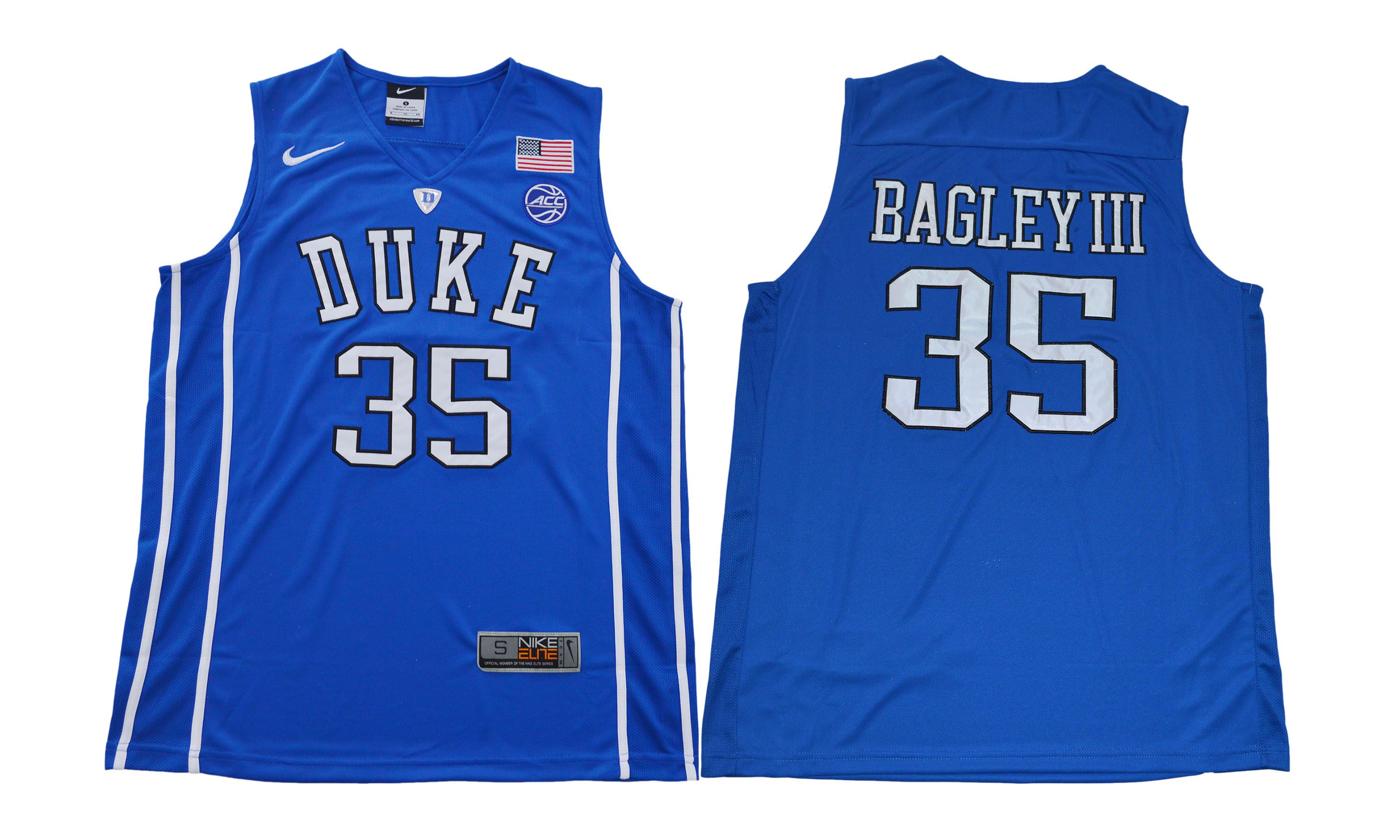Men Duke Blue Devils 35 Bagleyiii Blue NBA NCAA Jerseys